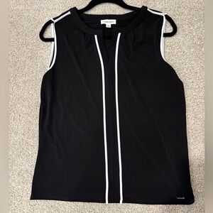 Calvin Klein Black Sleeveless Top with White Trim